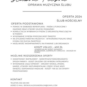 Oprawa muzyczna ślubu kościelnego i cywilnego WOKAL/PIANINO (Warszawa, Garwolin, Otwock)