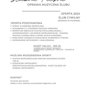 Oprawa muzyczna ślubu kościelnego i cywilnego WOKAL/PIANINO (Warszawa, Garwolin, Otwock)